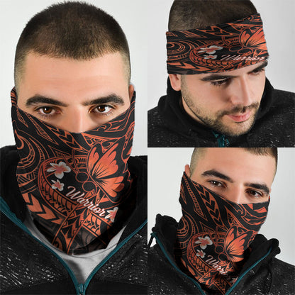 Polynesia Leukemia Warrior Neck Gaiter Butterfly Polynesian Orange Ribbon