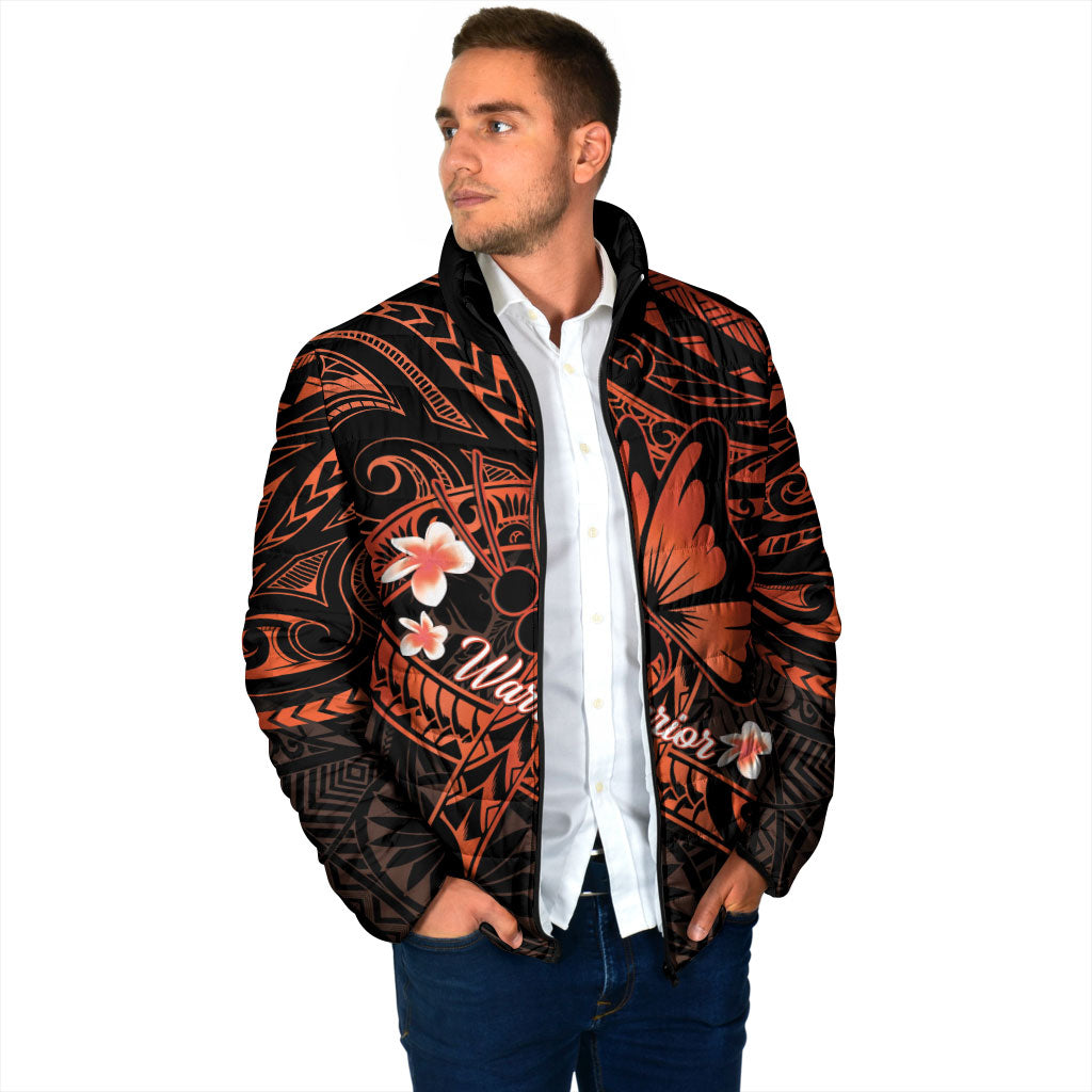 Polynesia Leukemia Warrior Padded Jacket Butterfly Polynesian Orange Ribbon
