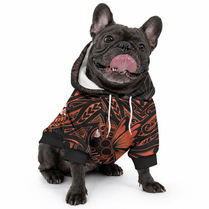 Polynesia Leukemia Warrior Pet Hoodie Butterfly Polynesian Orange Ribbon