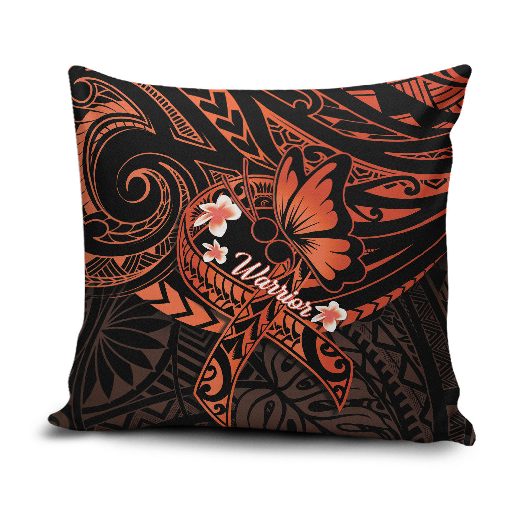Polynesia Leukemia Warrior Pillow Cover Butterfly Polynesian Orange Ribbon