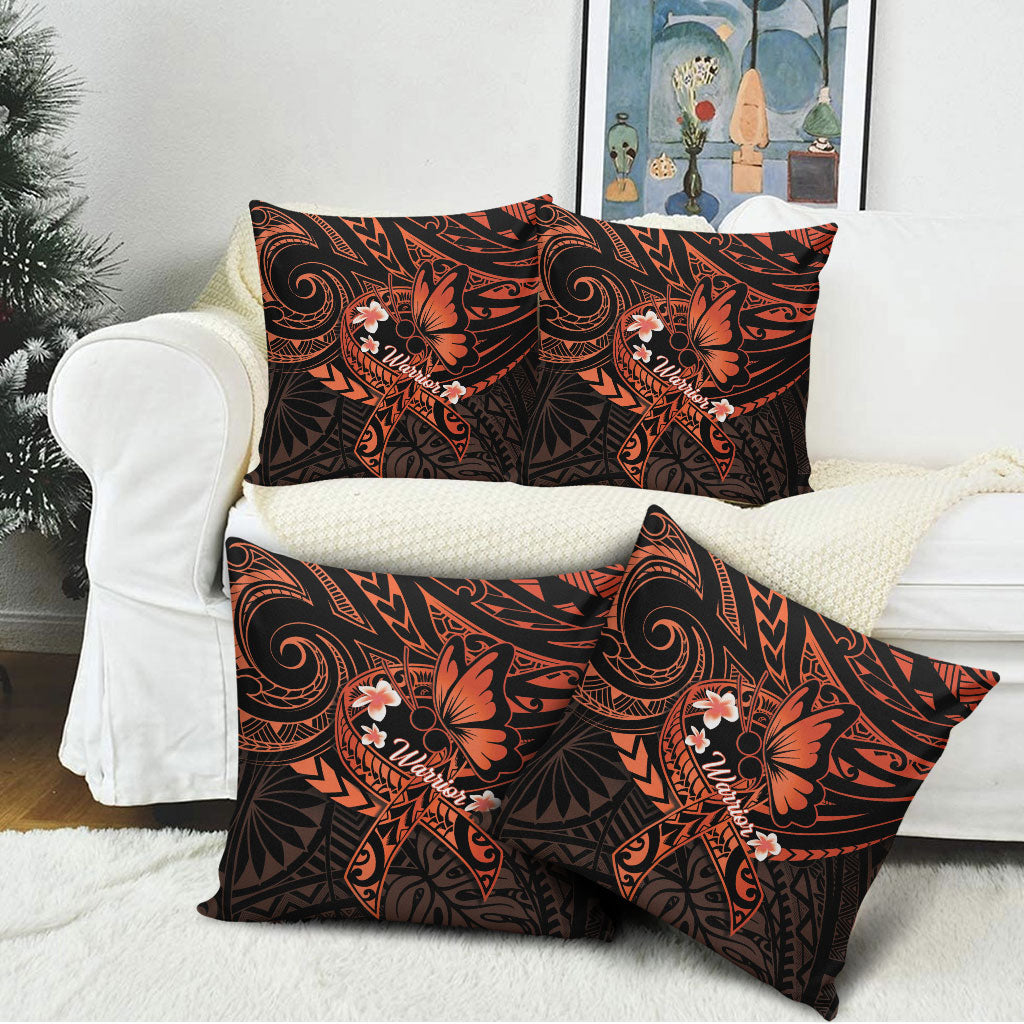 Polynesia Leukemia Warrior Pillow Cover Butterfly Polynesian Orange Ribbon