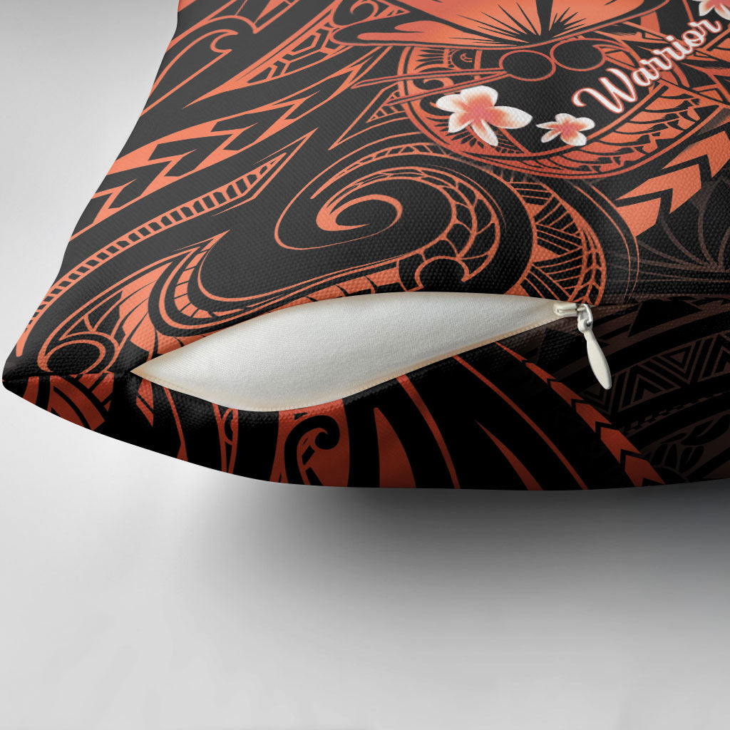 Polynesia Leukemia Warrior Pillow Cover Butterfly Polynesian Orange Ribbon