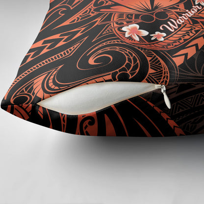 Polynesia Leukemia Warrior Pillow Cover Butterfly Polynesian Orange Ribbon