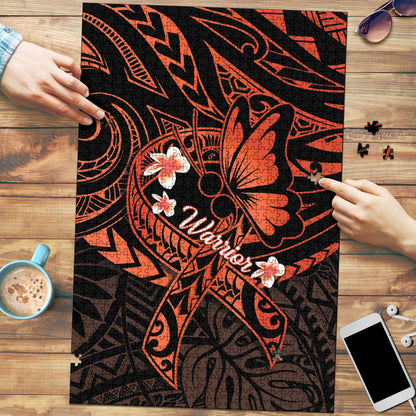 Polynesia Leukemia Warrior Puzzle Butterfly Polynesian Orange Ribbon