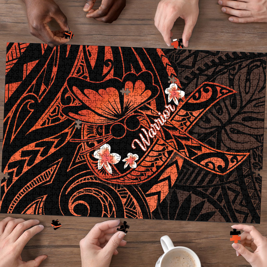 Polynesia Leukemia Warrior Puzzle Butterfly Polynesian Orange Ribbon