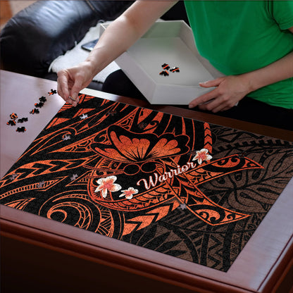 Polynesia Leukemia Warrior Puzzle Butterfly Polynesian Orange Ribbon