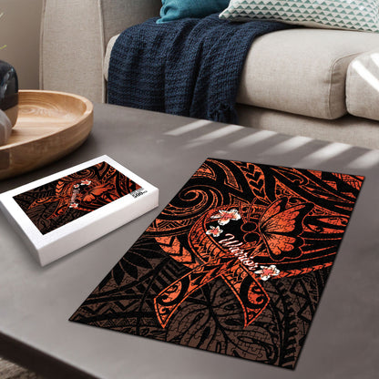 Polynesia Leukemia Warrior Puzzle Butterfly Polynesian Orange Ribbon