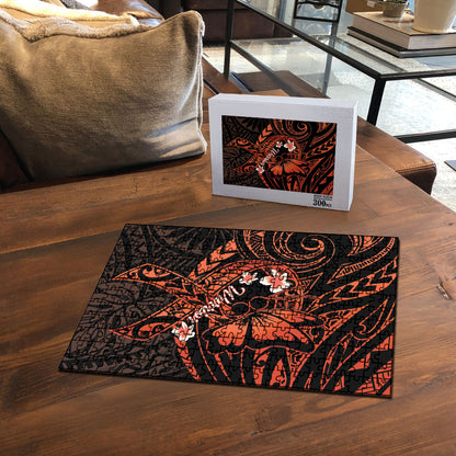 Polynesia Leukemia Warrior Puzzle Butterfly Polynesian Orange Ribbon