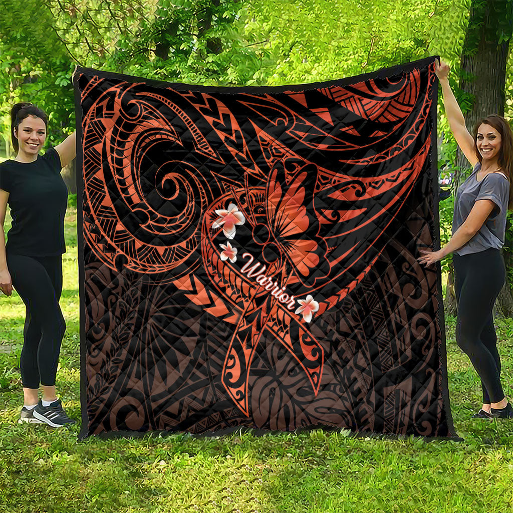 Polynesia Leukemia Warrior Quilt Butterfly Polynesian Orange Ribbon