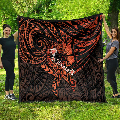 Polynesia Leukemia Warrior Quilt Butterfly Polynesian Orange Ribbon