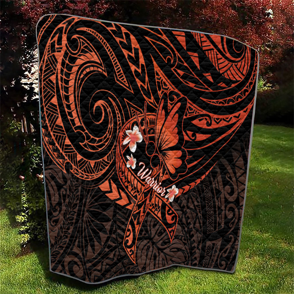 Polynesia Leukemia Warrior Quilt Butterfly Polynesian Orange Ribbon