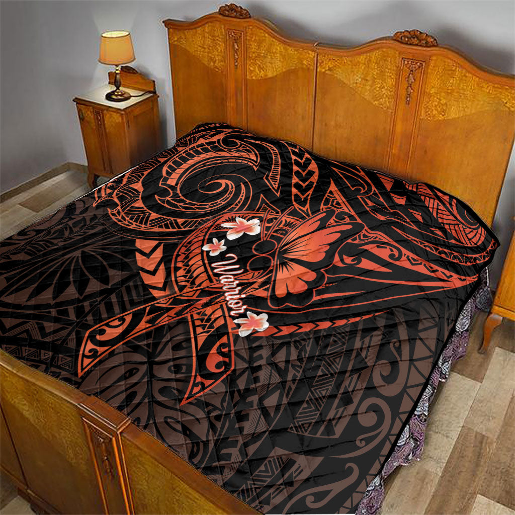 Polynesia Leukemia Warrior Quilt Butterfly Polynesian Orange Ribbon