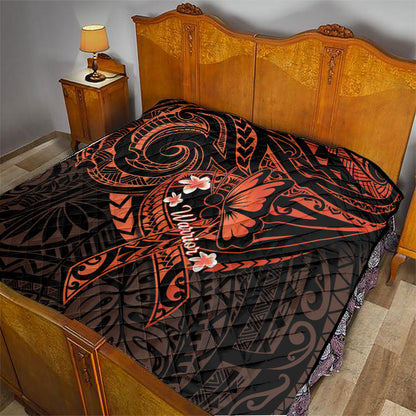 Polynesia Leukemia Warrior Quilt Butterfly Polynesian Orange Ribbon