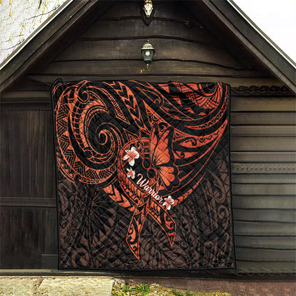 Polynesia Leukemia Warrior Quilt Butterfly Polynesian Orange Ribbon