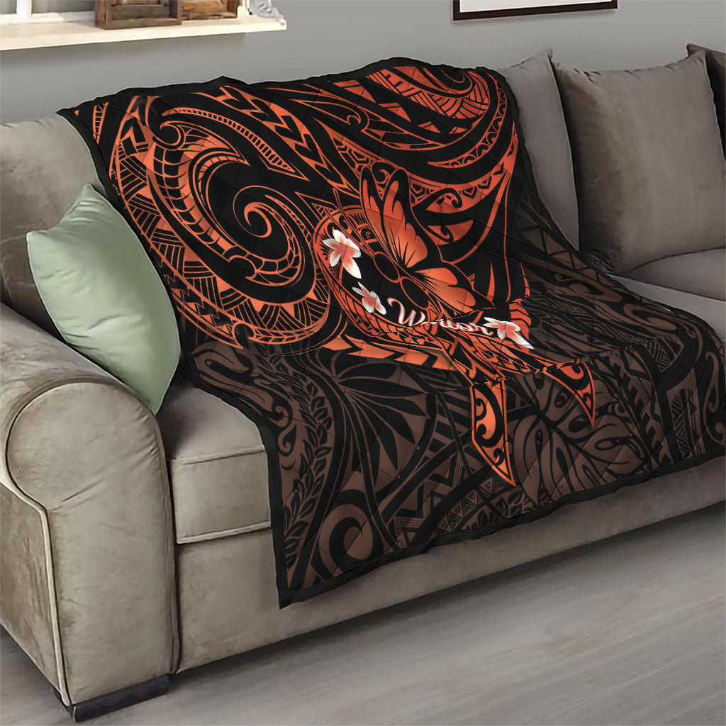 Polynesia Leukemia Warrior Quilt Butterfly Polynesian Orange Ribbon