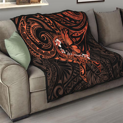 Polynesia Leukemia Warrior Quilt Butterfly Polynesian Orange Ribbon