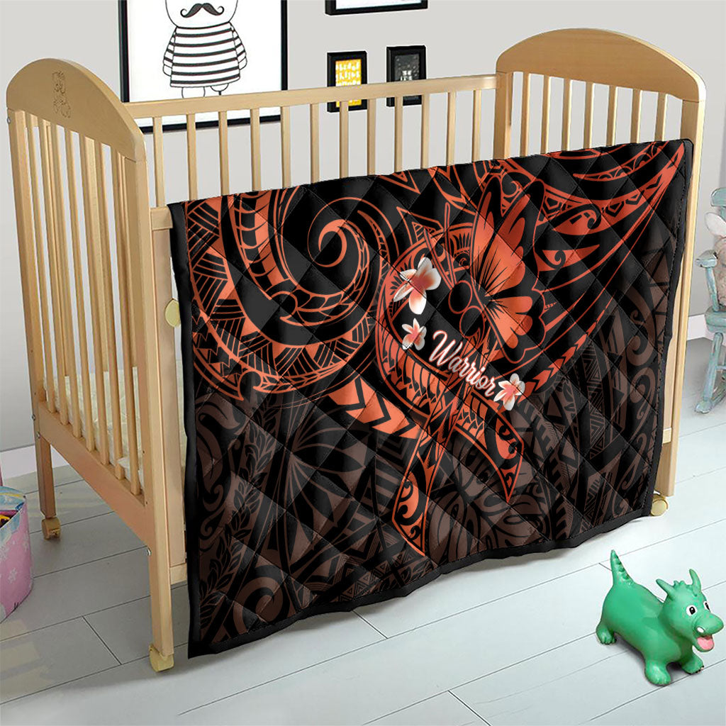 Polynesia Leukemia Warrior Quilt Butterfly Polynesian Orange Ribbon