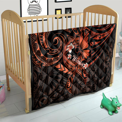 Polynesia Leukemia Warrior Quilt Butterfly Polynesian Orange Ribbon