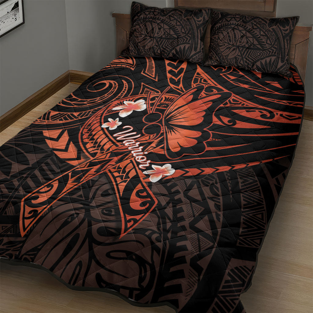 Polynesia Leukemia Warrior Quilt Bed Set Butterfly Polynesian Orange Ribbon