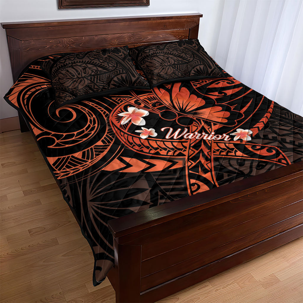 Polynesia Leukemia Warrior Quilt Bed Set Butterfly Polynesian Orange Ribbon