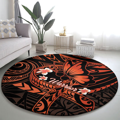 Polynesia Leukemia Warrior Round Carpet Butterfly Polynesian Orange Ribbon