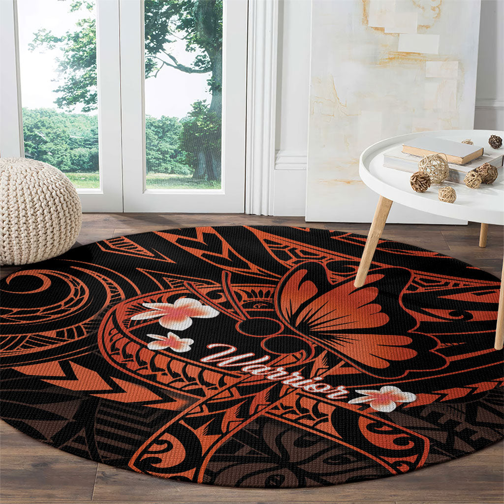 Polynesia Leukemia Warrior Round Carpet Butterfly Polynesian Orange Ribbon