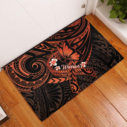 Polynesia Leukemia Warrior Rubber Doormat Butterfly Polynesian Orange Ribbon