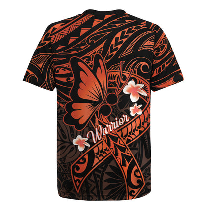 Polynesia Leukemia Warrior Rugby Jersey Butterfly Polynesian Orange Ribbon