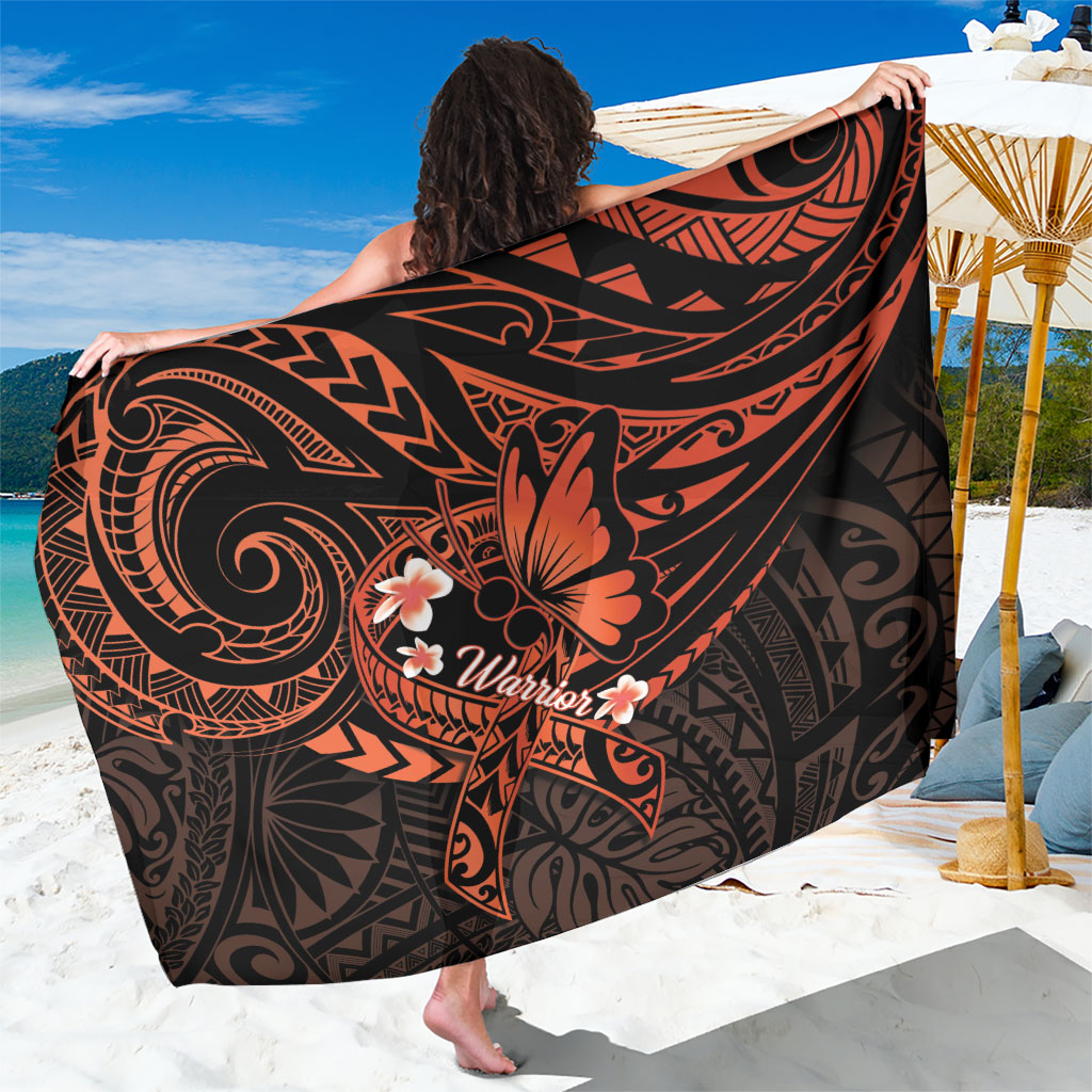 Polynesia Leukemia Warrior Sarong Butterfly Polynesian Orange Ribbon