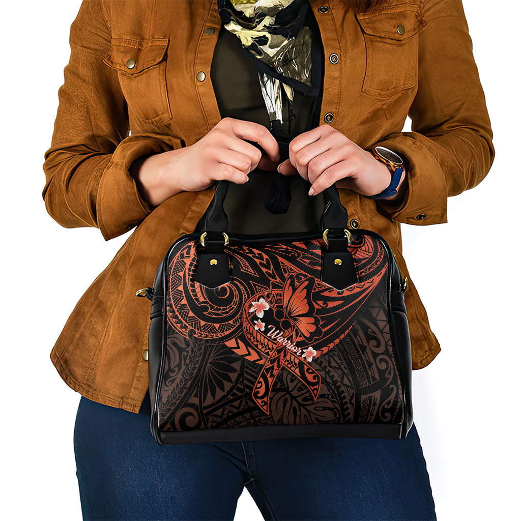 Polynesia Leukemia Warrior Shoulder Handbag Butterfly Polynesian Orange Ribbon