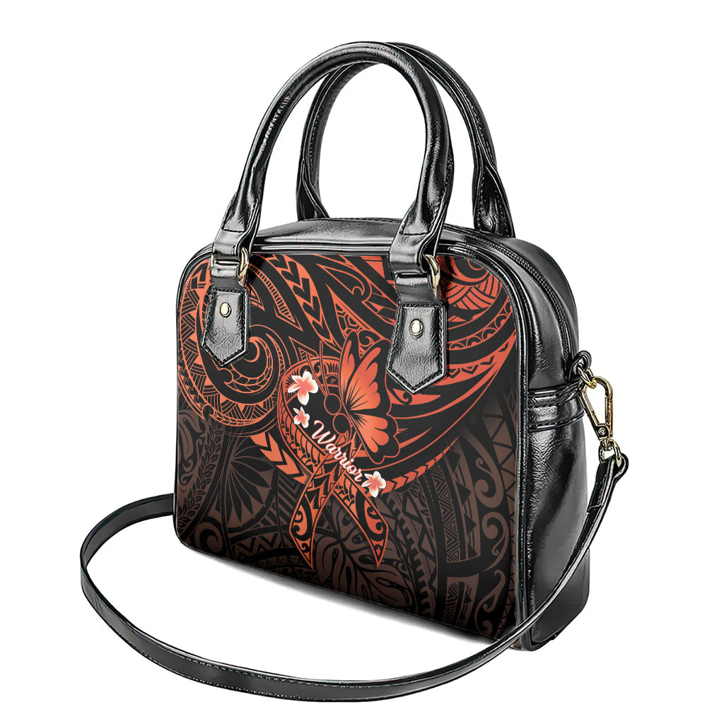 Polynesia Leukemia Warrior Shoulder Handbag Butterfly Polynesian Orange Ribbon