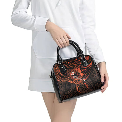 Polynesia Leukemia Warrior Shoulder Handbag Butterfly Polynesian Orange Ribbon