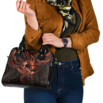 Polynesia Leukemia Warrior Shoulder Handbag Butterfly Polynesian Orange Ribbon