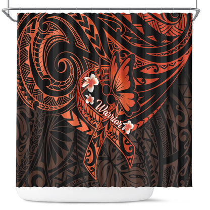 Polynesia Leukemia Warrior Shower Curtain Butterfly Polynesian Orange Ribbon