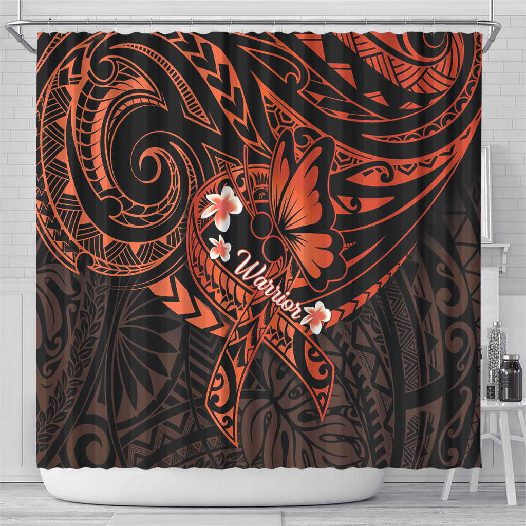 Polynesia Leukemia Warrior Shower Curtain Butterfly Polynesian Orange Ribbon
