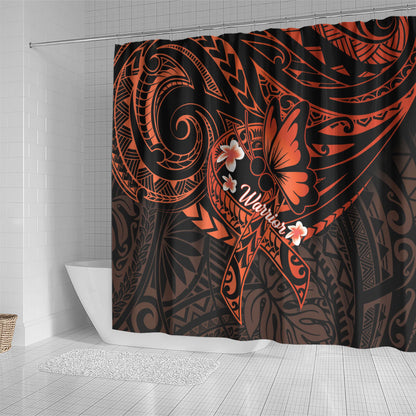 Polynesia Leukemia Warrior Shower Curtain Butterfly Polynesian Orange Ribbon
