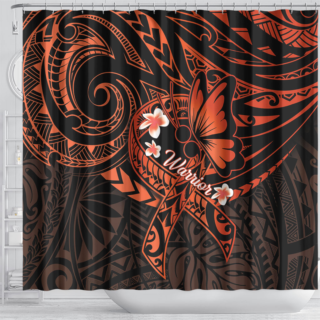 Polynesia Leukemia Warrior Shower Curtain Butterfly Polynesian Orange Ribbon