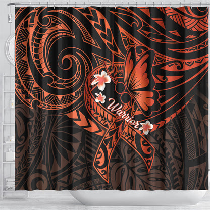 Polynesia Leukemia Warrior Shower Curtain Butterfly Polynesian Orange Ribbon