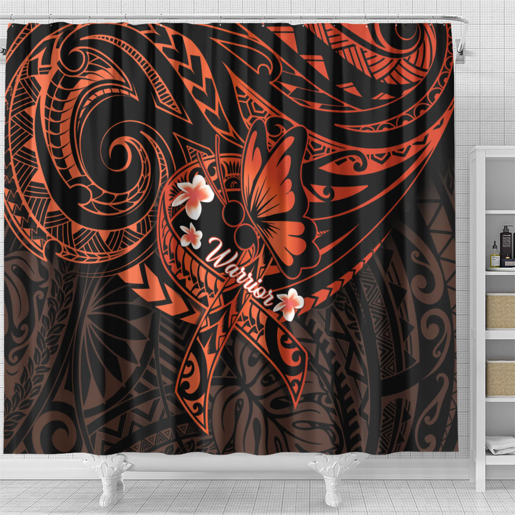 Polynesia Leukemia Warrior Shower Curtain Butterfly Polynesian Orange Ribbon