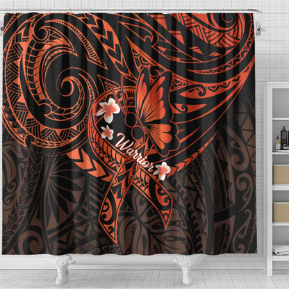 Polynesia Leukemia Warrior Shower Curtain Butterfly Polynesian Orange Ribbon