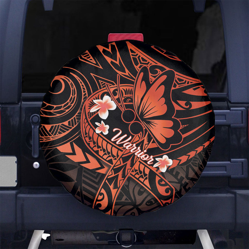 Polynesia Leukemia Warrior Spare Tire Cover Butterfly Polynesian Orange Ribbon