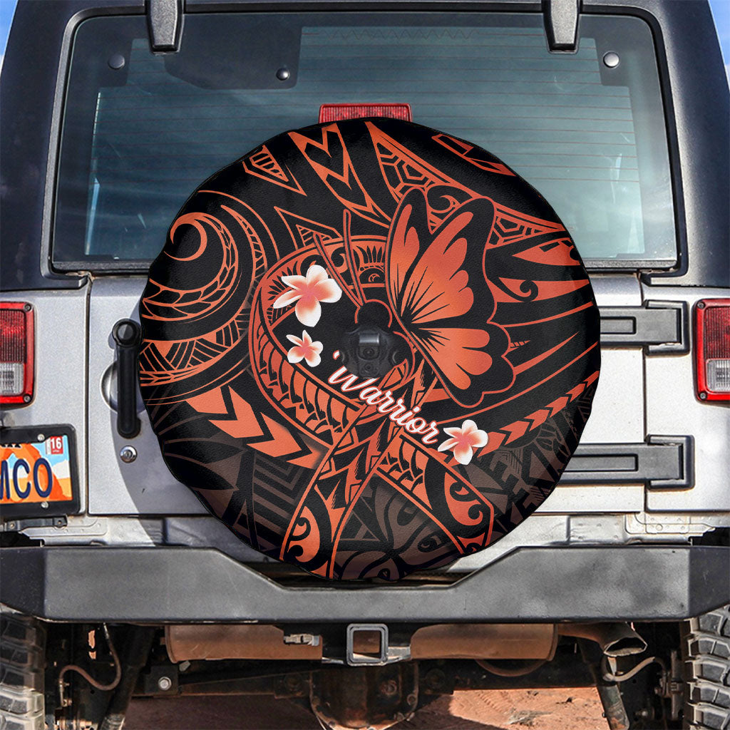 Polynesia Leukemia Warrior Spare Tire Cover Butterfly Polynesian Orange Ribbon