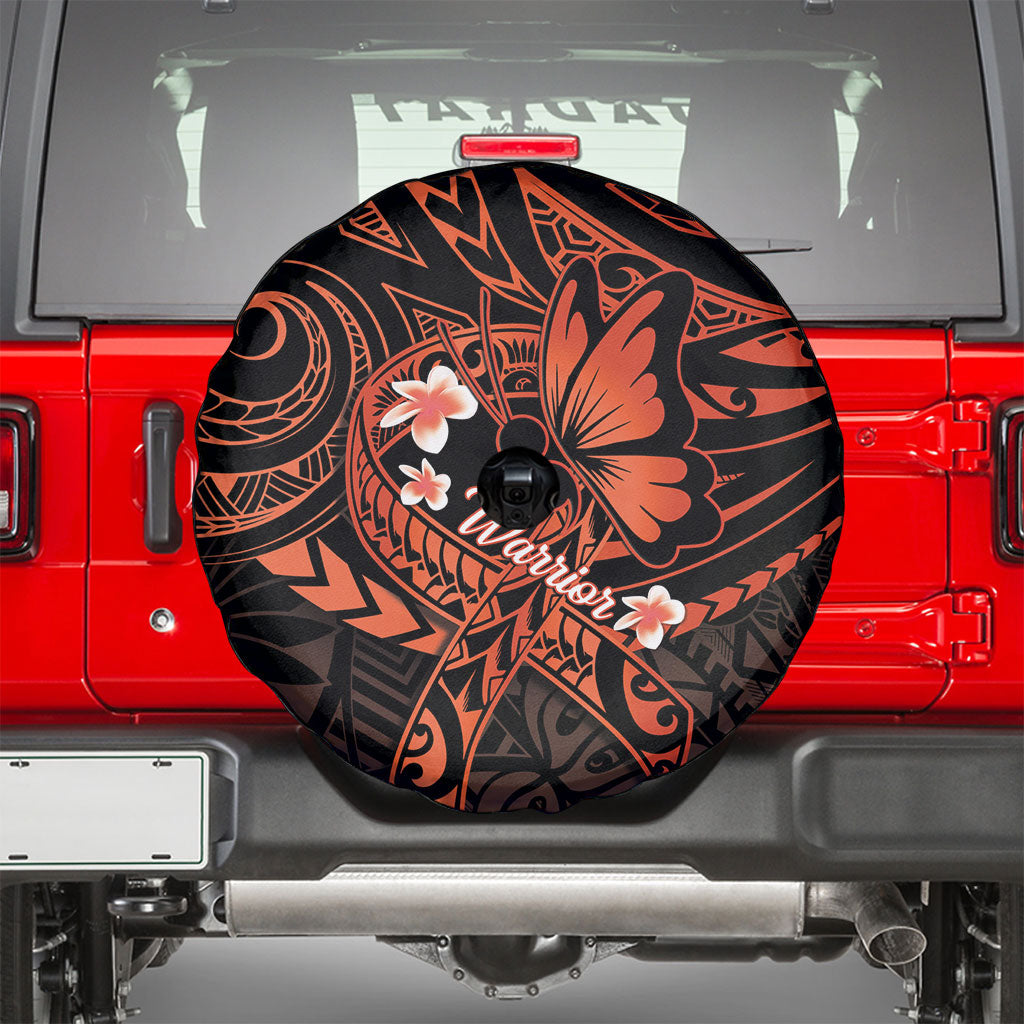 Polynesia Leukemia Warrior Spare Tire Cover Butterfly Polynesian Orange Ribbon