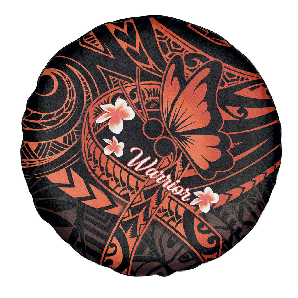 Polynesia Leukemia Warrior Spare Tire Cover Butterfly Polynesian Orange Ribbon