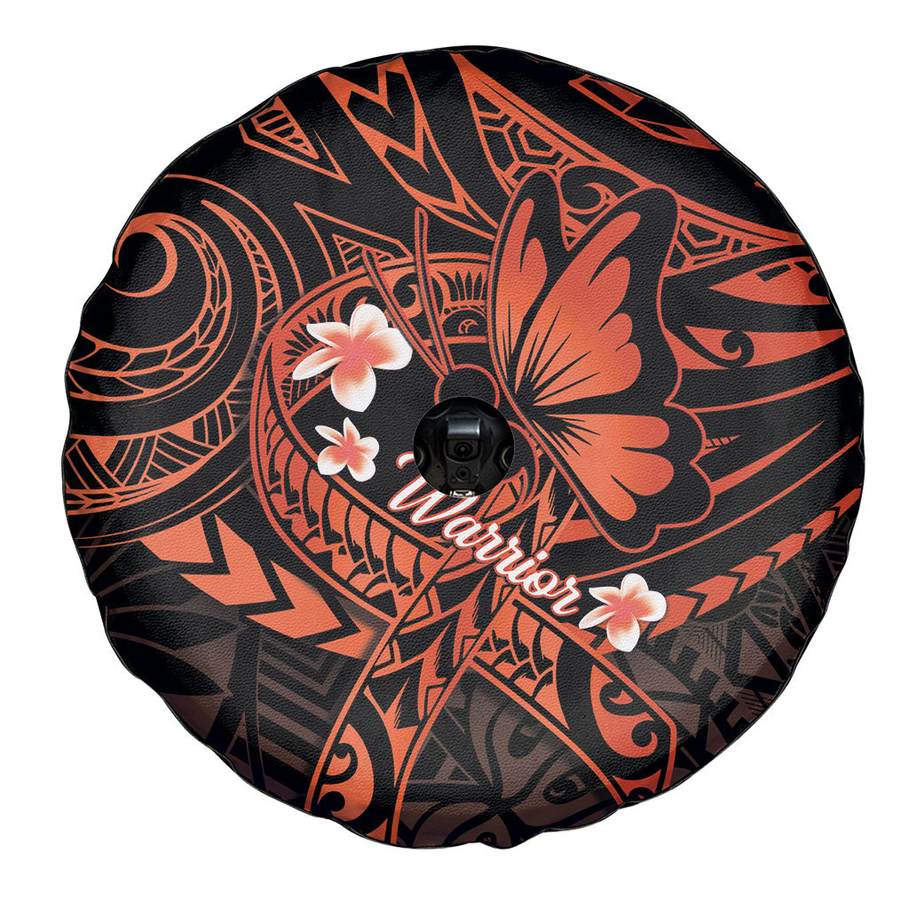 Polynesia Leukemia Warrior Spare Tire Cover Butterfly Polynesian Orange Ribbon