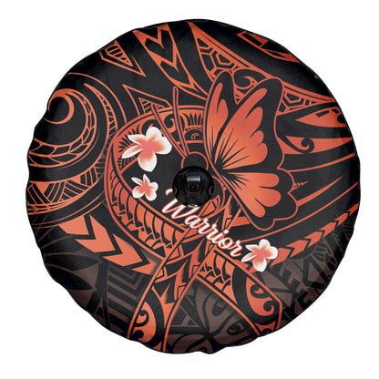 Polynesia Leukemia Warrior Spare Tire Cover Butterfly Polynesian Orange Ribbon