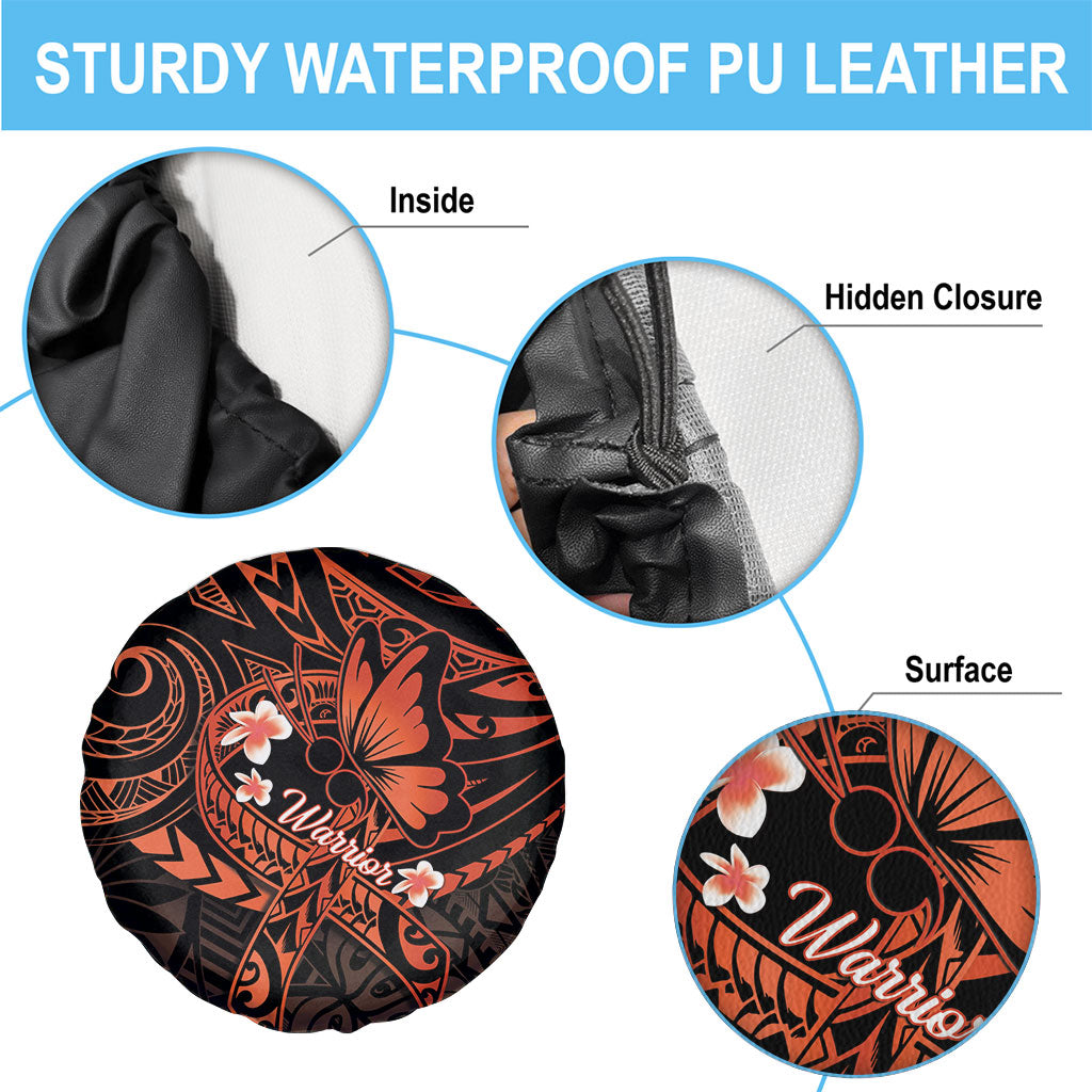 Polynesia Leukemia Warrior Spare Tire Cover Butterfly Polynesian Orange Ribbon