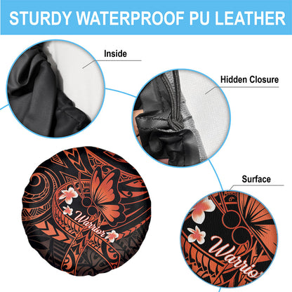Polynesia Leukemia Warrior Spare Tire Cover Butterfly Polynesian Orange Ribbon