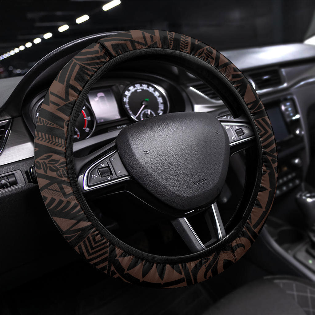 Polynesia Leukemia Warrior Steering Wheel Cover Butterfly Polynesian Orange Ribbon