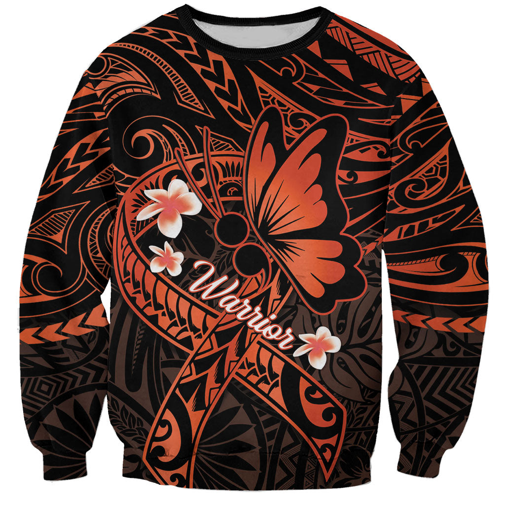 Polynesia Leukemia Warrior Sweatshirt Butterfly Polynesian Orange Ribbon